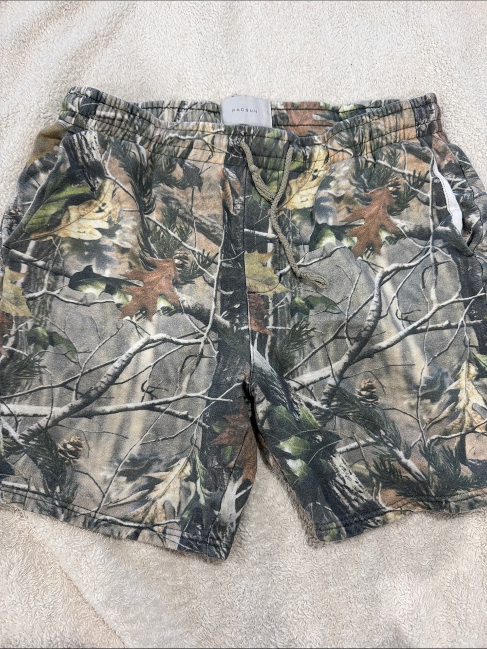PacSun Men's Camo Drawstring Shorts - Green/Brown/Gray